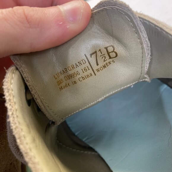 Women Cole Haan D39956 Tan Brown Suede Derby Wingtip Lunargrand shoe 7.5 B Oxfor - Picture 5 of 11